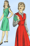 1940s Vintage Du Barry Sewing Pattern 5765 WWII Misses Jumper Dress Size 14 32B