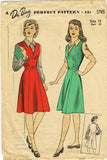 1940s Vintage Du Barry Sewing Pattern 5765 WWII Misses Jumper Dress Size 14 32B