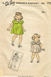 1940s Original Vintage Du Barry Sewing Pattern 5775 WWII Baby Girls Dress Size 1
