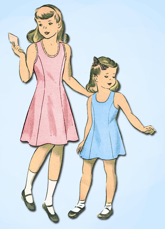 1940s Vintage Du Barry Sewing Pattern 5802 Easy WWII Toddler Girls Slip Size 4 - Vintage4me2