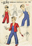 1940s Original Vintage Du Barry Pattern 5805 Toddler Boys WWII Overalls Size 4