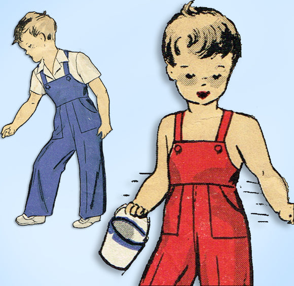 1940s Original Vintage Du Barry Pattern 5805 Toddler Boys WWII Overalls Size 4