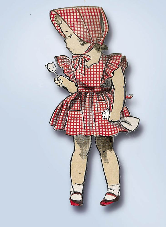 1940s Vintage Du Barry Sewing Pattern 5852 Toddler Girls Sun Dress & Bonnet Sz 4 - Vintage4me2