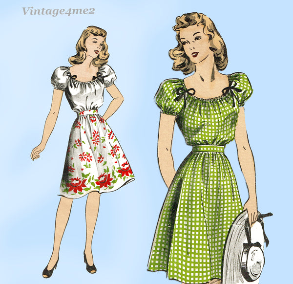 Du Barry 5854: 1940s Easy Misses Skirt & Blouse Size 34 B Vintage Sewing Pattern