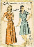 1940s Vintage Du Barry Sewing Pattern 5867 Easy WWII Misses Housecoat Size 14 - Vintage4me2