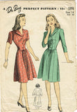 1940s Vintage Du Barry Sewing Pattern 5893 WWII Misses Shirtwaist Dress Size 14 - Vintage4me2