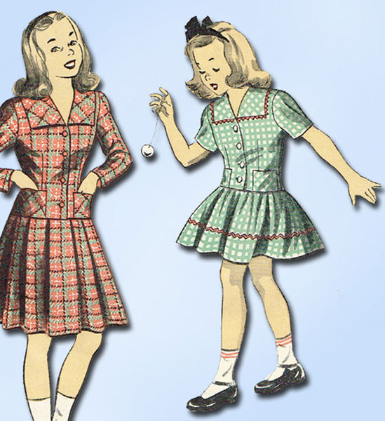 1940s Vintage Du Barry Sewing Pattern 5902 WWII Little Girls Sailor Suit Size 12 - Vintage4me2