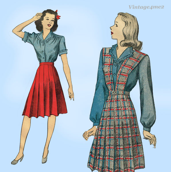 Du Barry 5910: 1940s WWII Misses Skirt & Blouse Size 32 B Vintage Sewing Pattern