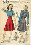 Du Barry 5910: 1940s WWII Misses Skirt & Blouse Size 32 B Vintage Sewing Pattern