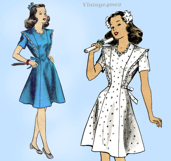 1940s Vintage Du Barry Sewing Pattern 5918 WWII Misses Pinafore Dress Size 30B