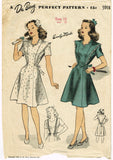 1940s Vintage Du Barry Sewing Pattern 5918 WWII Misses Pinafore Dress Size 30B