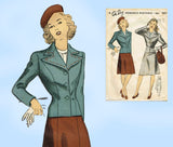 Du Barry 5937: 1940s Stunning WWII Misses Suit Size 32 B Vintage Sewing Pattern