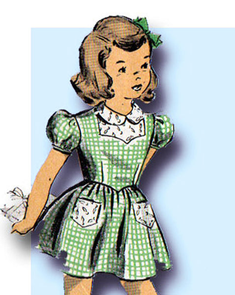 1940s Vintage Du Barry Sewing Pattern 5959 WWII Little Girls Dress Size 8 26B - Vintage4me2