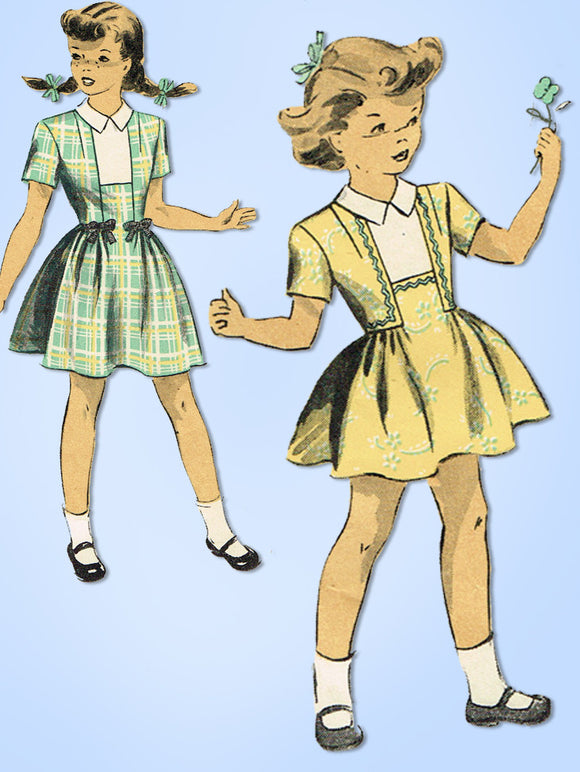 1940s Vintage Du Barry Sewing Pattern 5981 Sweet WWII Little Girls Dress Size 8