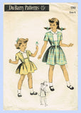 1940s Vintage Du Barry Sewing Pattern 5981 Sweet WWII Little Girls Dress Size 8