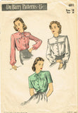 1940s Vintage Du Barry Sewing Pattern 6011 Uncut Misses WWII Blouse Size 36 Bust