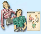 1940s Vintage Du Barry Sewing Pattern 6011 Uncut Misses WWII Blouse Size 36 Bust
