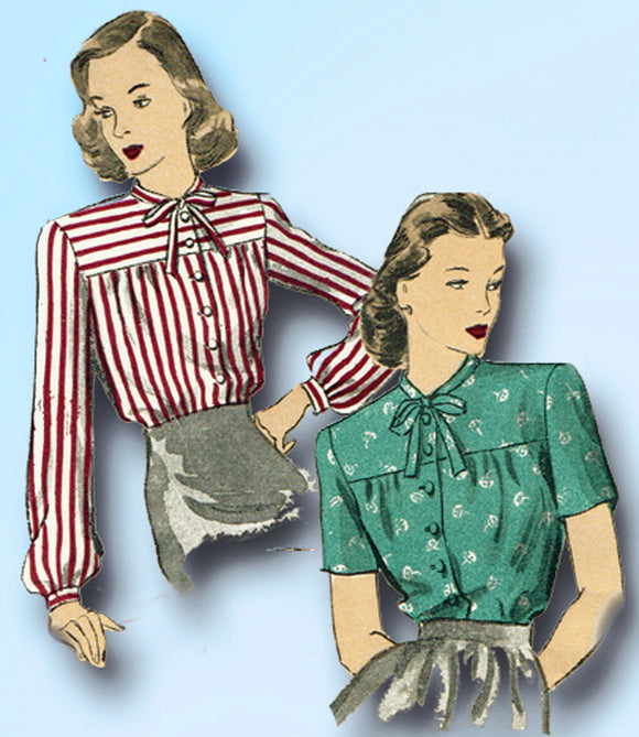 1940s Vintage Du Barry Sewing Pattern 6011 Uncut Misses WWII Blouse Size 36 Bust
