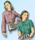 1940s Vintage Du Barry Sewing Pattern 6011 Uncut Misses WWII Blouse Size 36 Bust