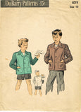 1940s Vintage Du Barry Sewing Pattern 6019 WWII Little Boys Sports Coat Size 10 - Vintage4me2