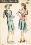 Du Barry 6075: 1940s Uncut WWII Misses 2 Piece Suit 36 B Vintage Sewing Pattern