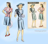 Du Barry 6075: 1940s Uncut WWII Misses 2 Piece Suit 36 B Vintage Sewing Pattern