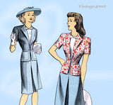 Du Barry 6075: 1940s Uncut WWII Misses 2 Piece Suit 36 B Vintage Sewing Pattern