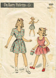 1940s Vintage Du Barry Sewing Pattern 6089 WWII Baby Girls Sun Dress Size 1 19B - Vintage4me2