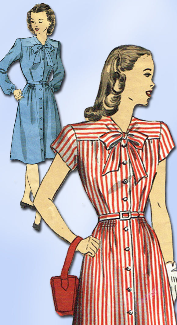 1940s Original Vintage Du Barry Sewing Pattern 6141 Misses Shirtwaist Dress Size 34B from Vintage4me2