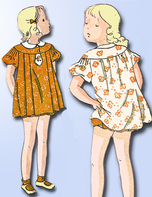 1930s Vintage Du Barry Sewing Pattern 706A Toddler Girls Bloomer Dress Size 6