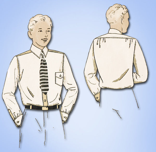 1930s Vintage Du Barry Sewing Pattern 898 Teen Boys Dress Shirt Sz 16 34 Chest
