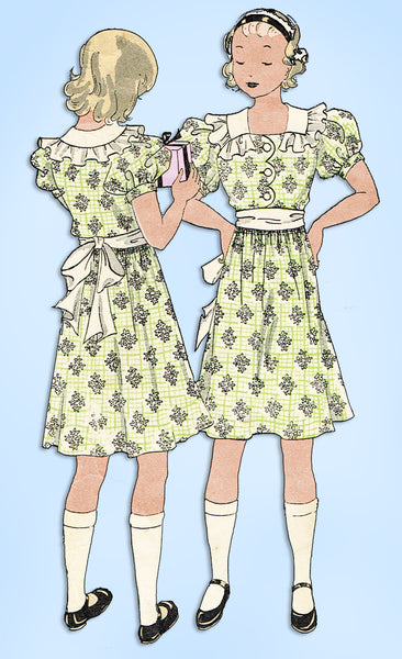 1930s Vintage Du Barry Sewing Pattern 935 Cute Little Girls Party Dress Size 10