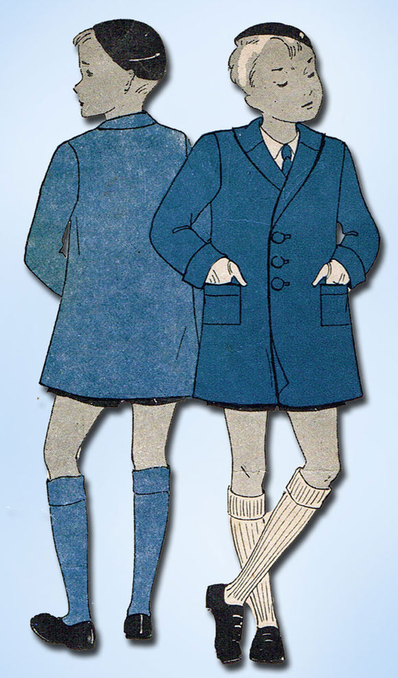 1930s Vintage Du Barry Sewing Pattern D463 Toddler Boys Lined Coat Size 4 - Vintage4me2