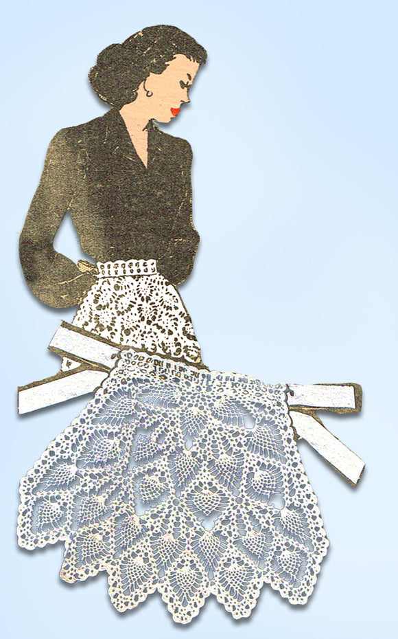1930s Vintage Design Crochet Pattern E-241 Filet Crochet Pineapple Apron
