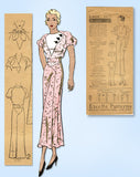 1930s Original Vintage Excella Pattern 3879 Misses Dress w Leg O Mutton Sleeves