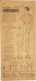 1930s Original Vintage Excella Pattern 3879 Misses Dress w Leg O Mutton Sleeves
