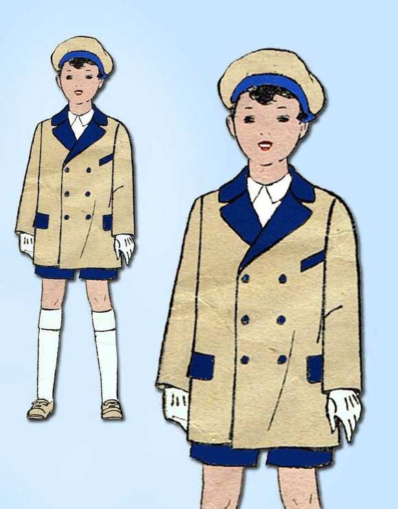 1920s Vintage Excella Sewing Pattern 2242 Toddler Boys Reefer Coat Size 2 - Vintage4me2