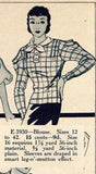 1930s Original Vintage Excella Pattern 3930 Misses Blouse w Great Sleeves Sz 34B
