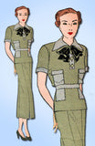 1930s Vintage Excella Sewing Pattern 4823 Misses 2 Pc Casual Dress Size 18 36B - Vintage4me2