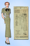 1930s Vintage Excella Sewing Pattern 4823 Misses 2 Pc Casual Dress Size 18 36B - Vintage4me2