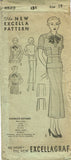 1930s Vintage Excella Sewing Pattern 4823 Misses 2 Pc Casual Dress Size 18 36B - Vintage4me2
