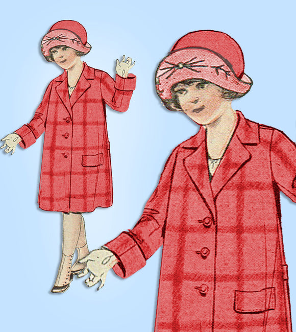 1920s Vintage Excella Sewing Pattern 912 Toddler Girls Single Breasted Coat Sz 4 - Vintage4me2