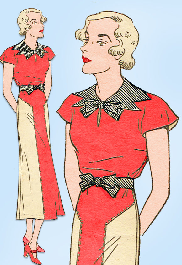 1930s Vintage Excella Sewing Pattern 4108 Misses Street Dress Size 20 38 Bust