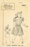 1940s Vintage Superior Sewing Pattern 6697 Little Girls Scalloped Dress Size 8