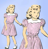 1940s Vintage Superior Sewing Pattern 6697 Little Girls Scalloped Dress Size 8