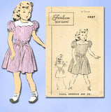 1940s Vintage Superior Sewing Pattern 6697 Little Girls Scalloped Dress Size 8