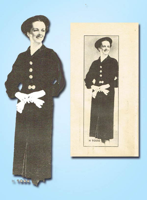 1940s Vintage Mail Order Sewing Pattern H 9000 Uncut Misses Day Dress Size 34 B - Vintage4me2