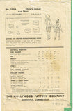 1940s Original Vintage Hollywood Pattern 1054 WWII Toddler GIrls 2 PC Suit Sz 3