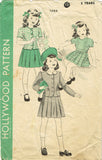 1940s Original Vintage Hollywood Pattern 1054 WWII Toddler GIrls 2 PC Suit Sz 3