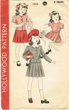 1940s Original Vintage Hollywood Pattern 1054 WWII Girls Two Piece Suit Size 8
